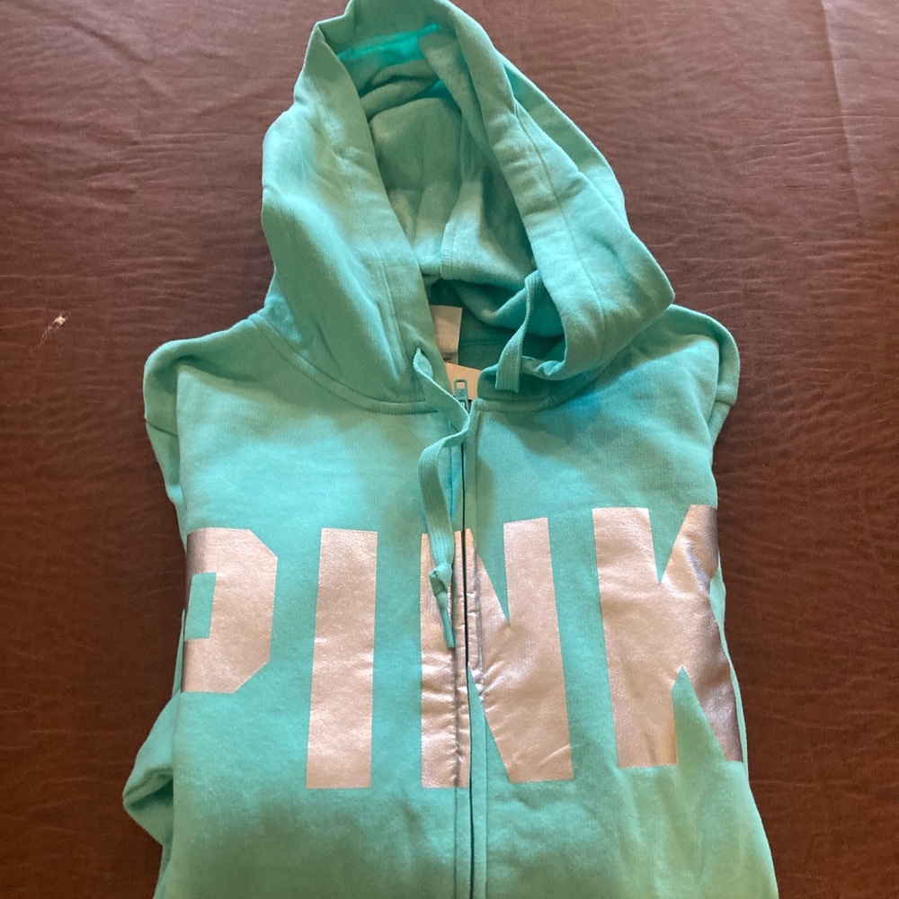 PINK Victoria’s Secret Full Zip Hoodie Sweatshirt XS and L Green